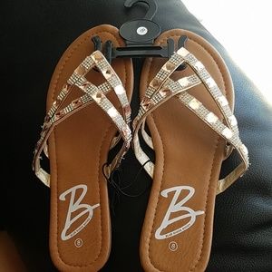 Rose gold and silver sandals